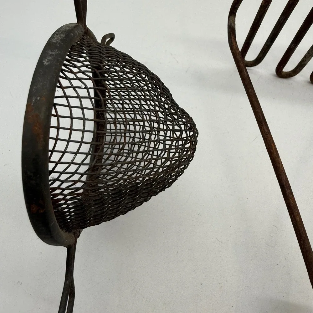 Vintage Antique Primitive Kitchen Tool Lot Potato Masher Meat Mallet Strainer